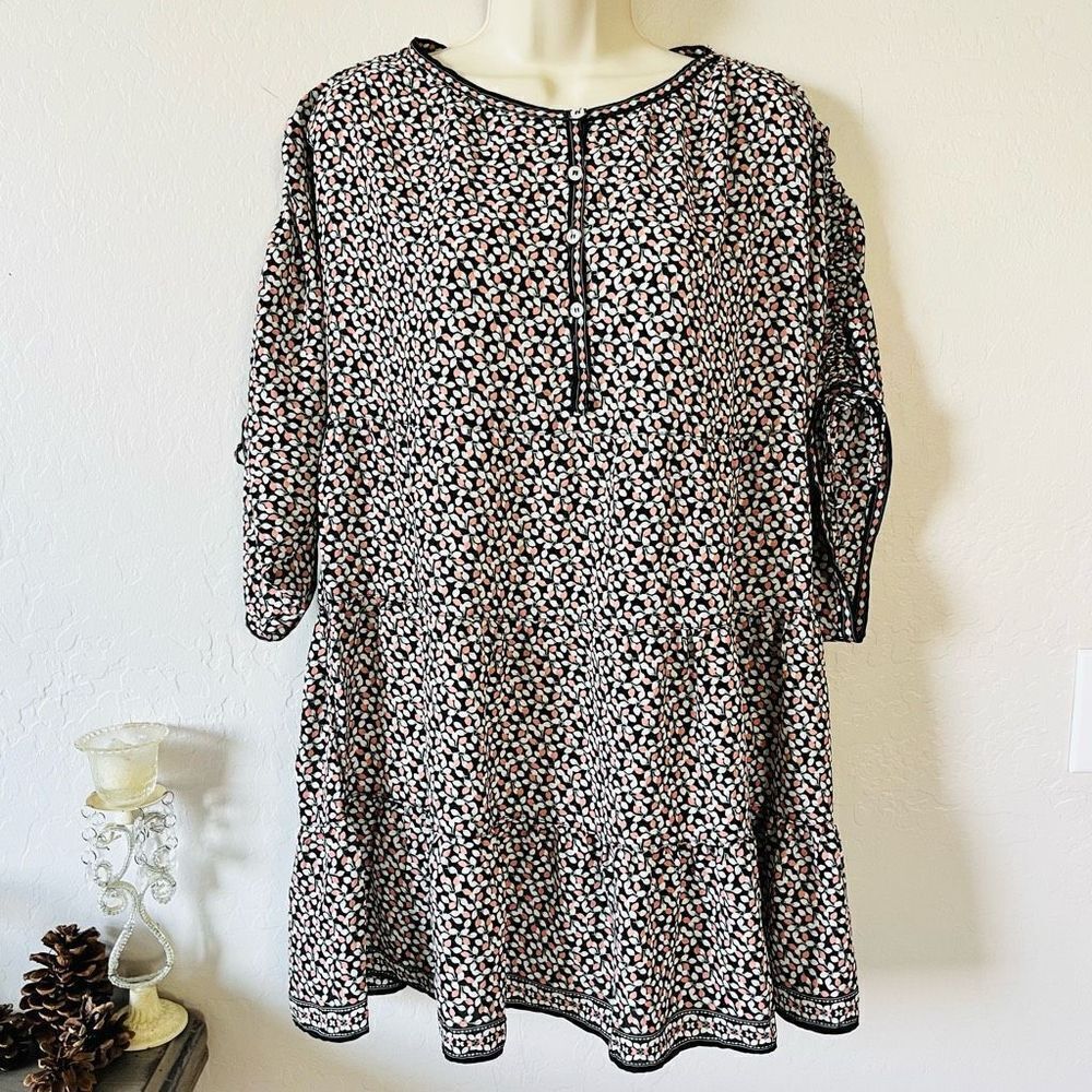 Max Studios babydoll mini dress‎ tunic leaf print
